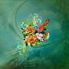 Wonderful elegant flowers with bird.