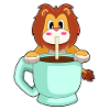 Lion cup of coffee