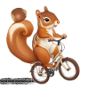 cute squirrel riding a bike