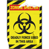 Retro Warning Sign Zombie Shelter