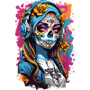 Skull girl with headphones