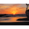 Sunset, Boat, Sea, Sand