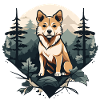 Hokkaido-Hund im Wald