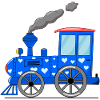 Kinderzug Eisenbahn blau mit Herzen