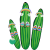 Cucumber Trio,Cucumber,Cucumber,Rainbow,Sunglasses