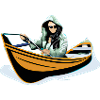 Fisherwoman in a rowing boat