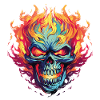 Neon Flames Skull Illustration