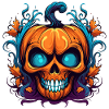 Orange Pumpkin Skull