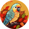 Autumn parrot: sunset and foliage
