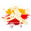 Moto Rider Splash on Flag Stripes