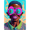 Auffälliger Afro-Mann mit Brille