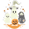 Fantômes d’Halloween câlins avec citrouille