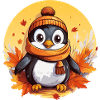 Penguin in Autumn: Foliage & Sunset