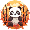 Panda im Herbstlaub: Sunset & Blätter