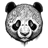 Schwarz-weiße Panda-Gravur
