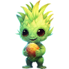 Alien mit Ananas- und Drachenfruchtfrisur