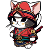 Chat samouraï mignon
