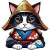 Mignon chat samouraï