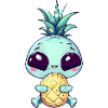 Alien with pineapple punk hairstyle