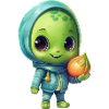Blue-Pink Alien Skateboarder: Figures cosmiques