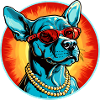 Blue dog with sunglasses