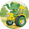 Elefant auf Traktor