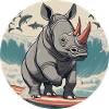 Nashorn am Surfen