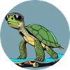 Schildkröte mit Skateboard
