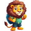Adventurous Lion Backpacker Illustration