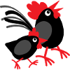 Rooster and chicken