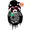 raccoon,black and white,grey,sunglasses, coconut