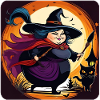 Fat witch with black cat