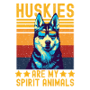 Husky with sunglasses retro