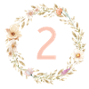 Personalisierbar Zahl 2, Blumenkranz, Boho