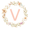 Personalisierbar Monogramm V Blumenkranz Boho