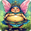 Cute fat fairy with wings