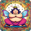 Fat cute yoga fairy in Buddha position