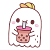 Cute Ghost Drinking Boba Tea
