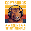 Capybara with headphones retro