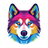 Husky-Hund Bunte Aquarell-Tierillustration