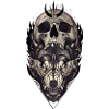 Skull and wolf