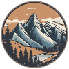 Retro snow-capped mountain landscape