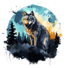loup aquarelle