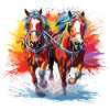 Draught horses, carriage