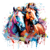 Chevaux aquarelle