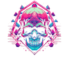 Polygon Synthwave Vaporwave Schädel