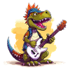 Dino Electric Guitar Guitarist Dinosaur Music Band