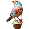 Oiseau crème glacée sur cupcake