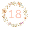 Personalisierbar Zahl 18, Blumenkranz, Boho
