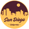 San Diego Skyline Retro Circle Print